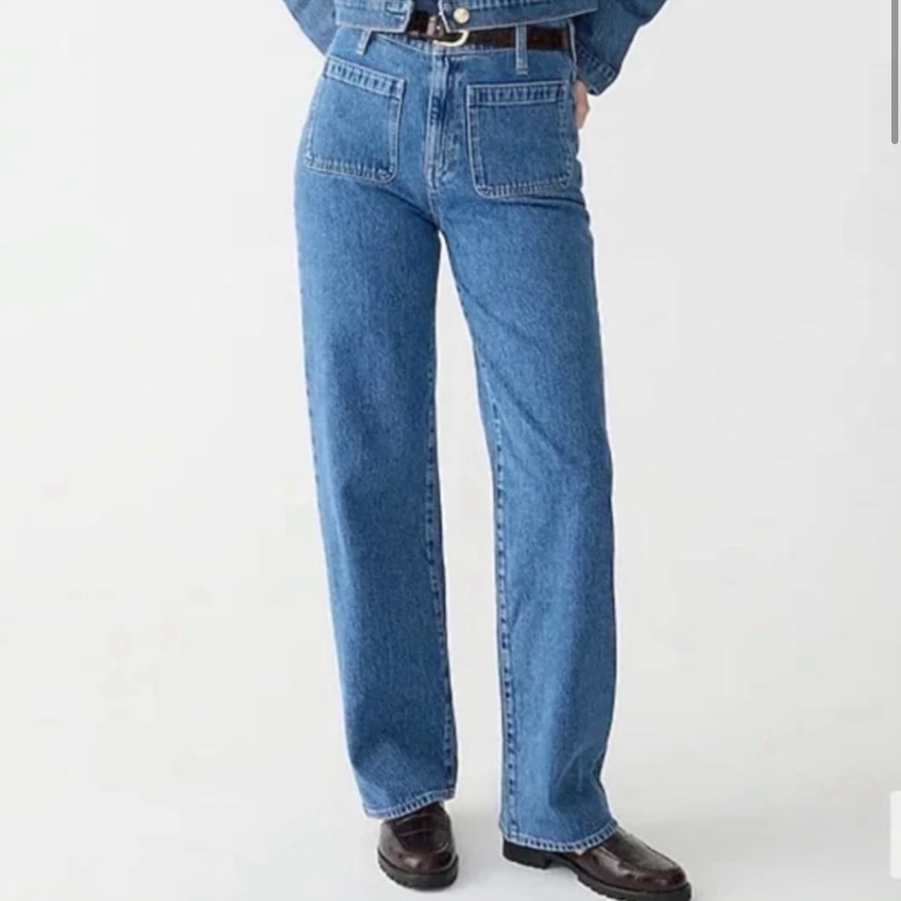 J. Crew high rise full length slim wide leg jean in Joelle wash size 27